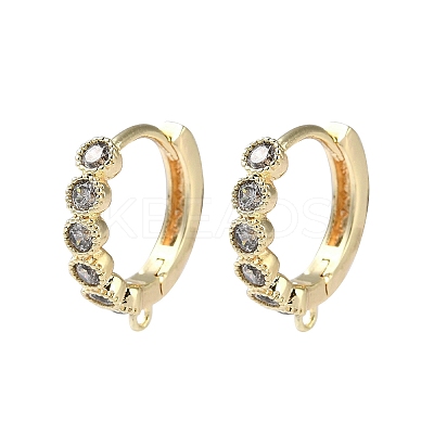 Brass Micro Pave Cubic Zirconia Hoop Earring Findings KK-P257-04G-1