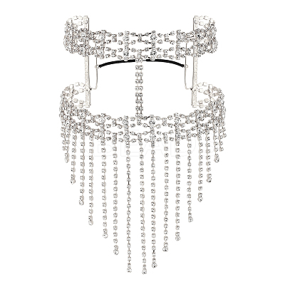 Alloy Rhinestone Chain Tassel Face Eye Mask for Women AJEW-WH0258-810S-1