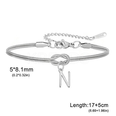 304 Stainless Steel Initial Charm Bracelets FS-WGD8E41-33-1