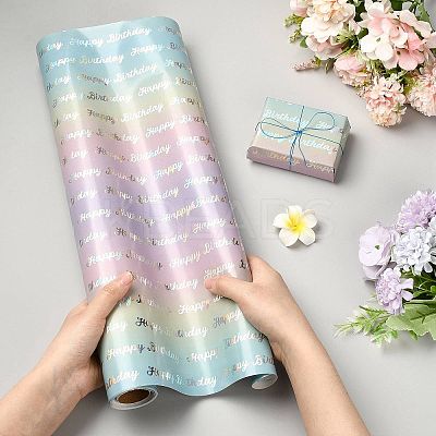 Rainbow Gradient Birthday Gift Wrapping Paper DIY-FZC0002-03C-1