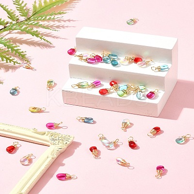 40Pcs 5 Colors Transparent Glass Charms PALLOY-FS00023-1