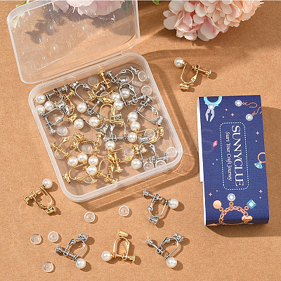 24Pcs 2 Colors 316 Surgical Stainless Steel Clip-on Earring Converters Findings STAS-SC0010-34B-1