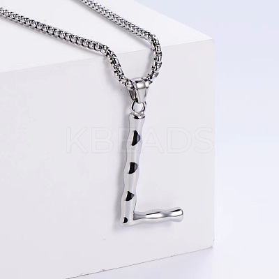 3Pcs 304 Stainless Steel Textured Letter Pendant Box Chain Necklaces LW4134-38-1