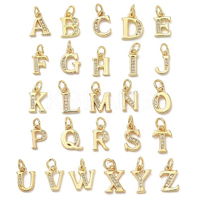 Brass Micro Pave Cubic Zirconia Charms KK-I382-03G-1