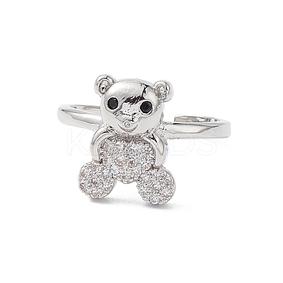 Bear Cubic Zirconia Cuff Ring RJEW-M146-03F-1