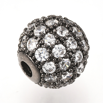 Brass Micro Pave Cubic Zirconia Beads ZIRC-Q013-12mm-142B-1