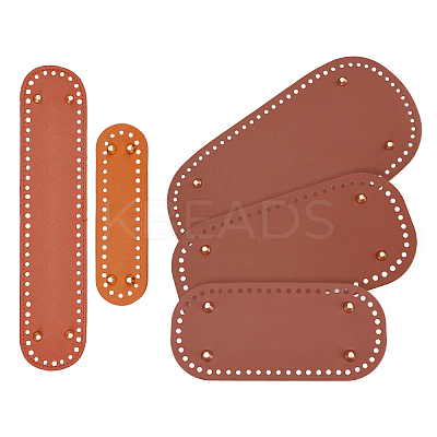 Oval PU Leather Knitting Crochet Bags Nail Bottom Shaper Pad DIY-PH0008-30-1