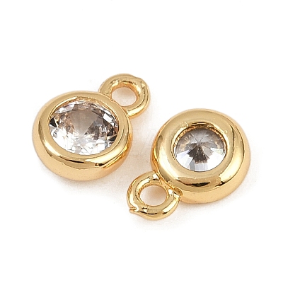 Brass Pave Cubic Zirconia Pendants KK-H078-07G-1