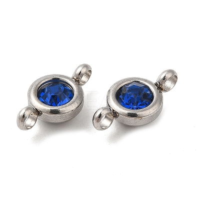 304 Stainless Steel Single Rhinestone Connector Charms STAS-E194-13P-06-1