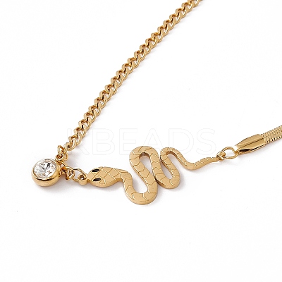 Crystal Rhinestone Pendant Necklace with 304 Stainless Steel Herringbone Chains NJEW-P269-04B-G-1