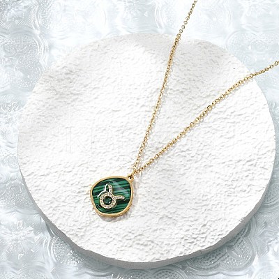 304 Stainless Steel Micro Pave Cubic Zirconia constellation Pendant Necklaces NJEW-R021-01G-02-1