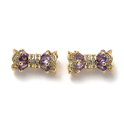 Brass Micro Pave Cubic Zirconia Beads ZIRC-P112-05G-01-1