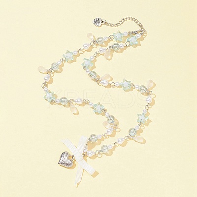 Alloy Heart with Word Pendant Necklace NJEW-FZ00004-13-1