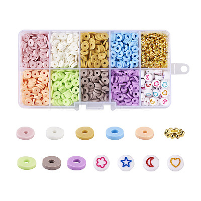 7790Pcs Flat Round Handmade Polymer Clay Beads CLAY-BT0001-01-1