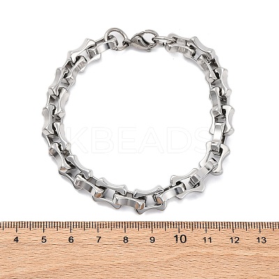 304 Stainless Steel Rectangle Link Chain Bracelets for Women Men BJEW-R018-20P-1