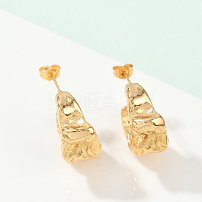 Ion Plating(IP) 304 Stainless Steel Twist Stud Earrings EJEW-K244-36G-1