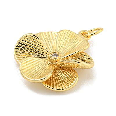 Rack Plating Brass Micro Pave Cubic Zirconia Pendants KK-C059-01G-1
