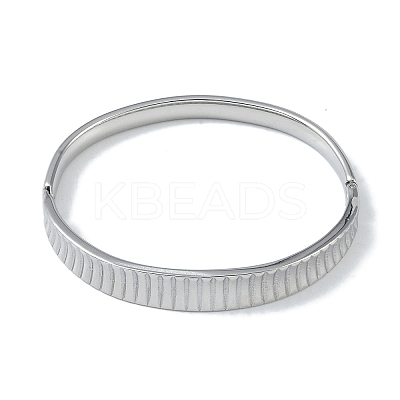Non-Tarnish 304 Stainless Steel Grooved Hinged Bangles for Women BJEW-U002-10P-1