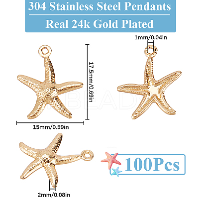 100Pcs 304 Stainless Steel Pendants STAS-SC0008-65-1