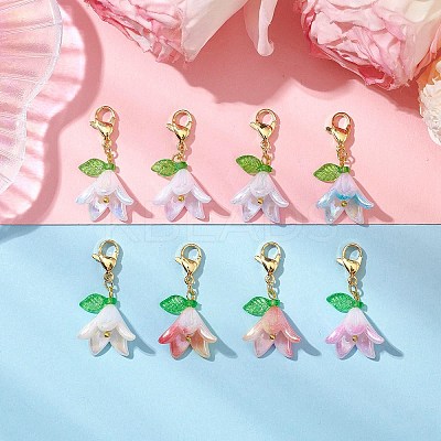 Acrylic Morning Glory Pendant Decorations HJEW-JM02861-1