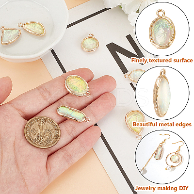 14Pcs 7 Styles Resin Imitation Opal Pendants FIND-GA0004-50-1