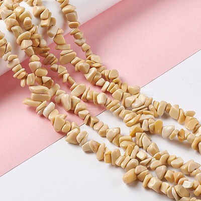Natural Yellow Jade Chip Beads Strands G-G905-08-1
