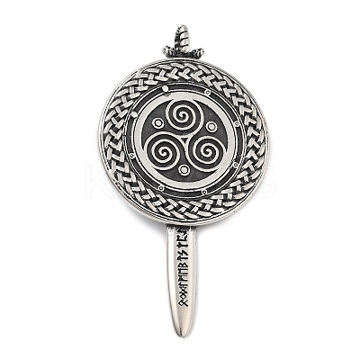 304 Stainless Steel Big Pendants STAS-V008-09AS-1