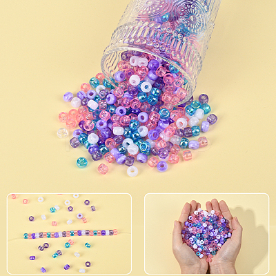 600Pcs 6 Colors Opaque & Tansparent Acrylic European Beads MACR-SC0002-02B-1