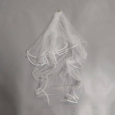 Polyester Bridal Mesh Veil AJEW-WH20073-032E-1