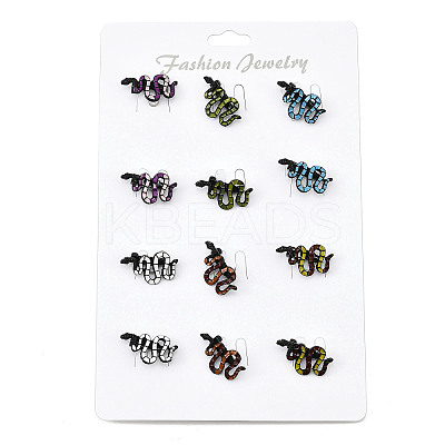 12Pcs 6 Colors Snake Enamel Pins JEWB-A033-18EB-1