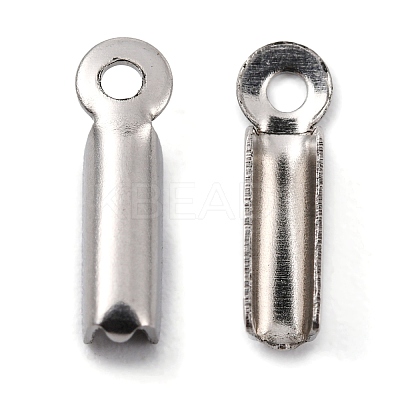 Tarnish Resistant 201 Stainless Steel Fold Over Crimp Cord Ends STAS-R055-07-1