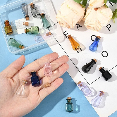 18Pcs 18 Styles Glass Cork Bottles Ornament AJEW-YW0001-52-1