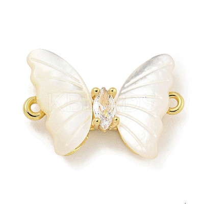 Brass Pave Clear Cubic Zirconia Butterfly Connector Charms KK-Q820-38G-1