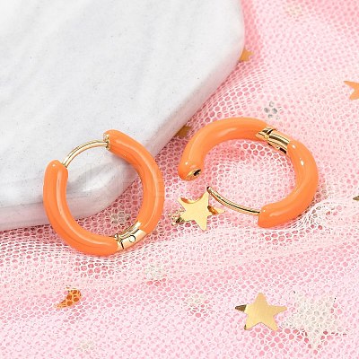 PVD Vacuum Plating 201 Stainless Steel Enamel Hoop Earrings EJEW-Q002-07G-1