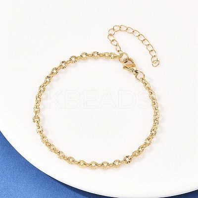 201 Stainless Steel Oval Link Chain Bracelets for Women BJEW-G767-01F-G-1