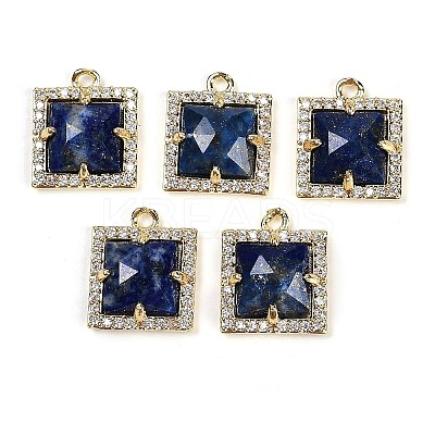 Natural Lapis Lazuli Faceted Square Charms G-I375-06G-02-1