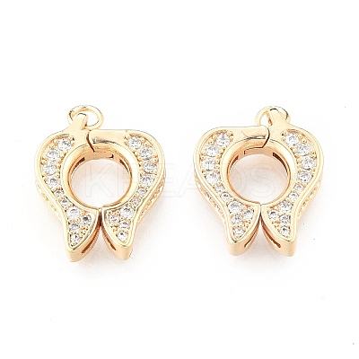 Brass Micro Pave Clear Cubic Zirconia Twister Clasp KK-N232-513-1