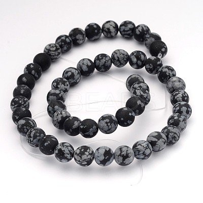 Natural Snowflake Obsidian Gemstone Beads G-J338-03-8mm-1