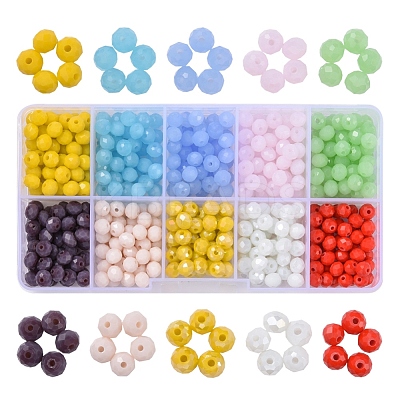 500Pcs 10 Style Opaque Solid Color & Electroplate Glass Beads EGLA-YW0001-20B-1