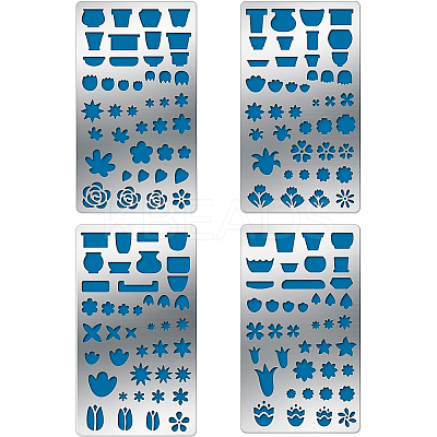 4Pcs 4 Style 304 Stainless Steel Cutting Dies Stencils DIY-BC0003-55-1