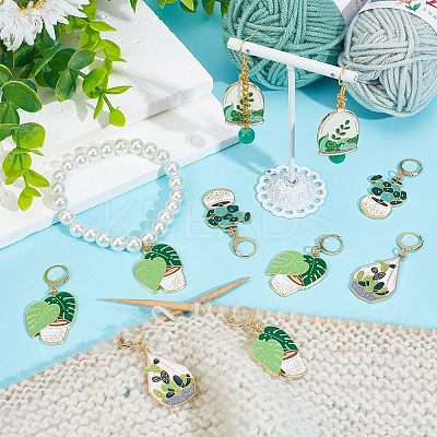Pot Culture Alloy Enamel Pendant Stitch Markers HJEW-AB00476-1