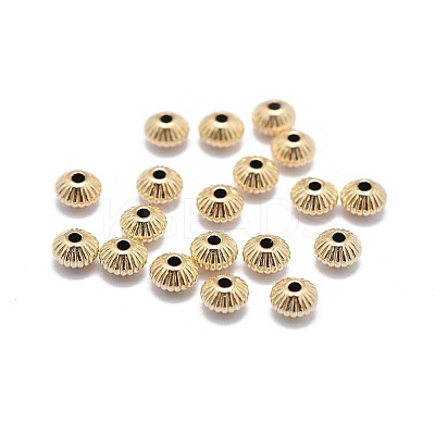 Yellow Gold Filled Corrugated Beads KK-L183-031G-1