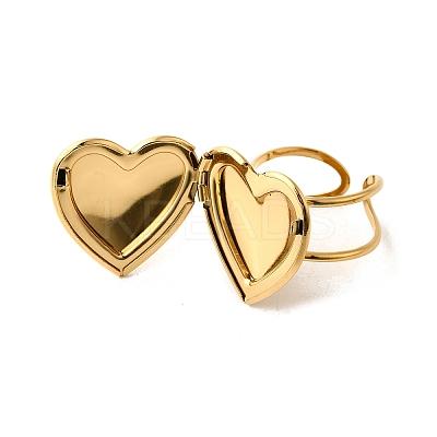 304 Stainless Steel Box Cuff Rings for Women RJEW-M074-02B-G-1