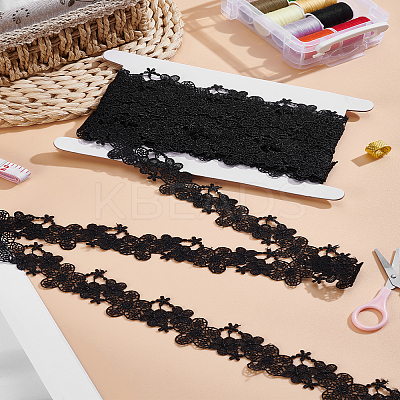 5 Yards Polyester Embroidery Flower Lace Trim OCOR-LP0004-51B-1