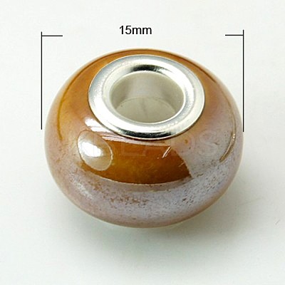 Rondelle Chocolate Handmade Porcelain Large Hole European Beads X-OPDL-G001-14-1
