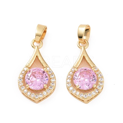 Brass Micro Pave Cubic Zirconia Pendants KK-E068-VC438-1