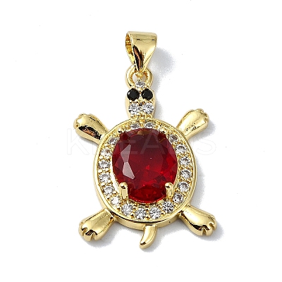 Rack Plating Real 18K Gold Plated Brass Micro Pave Cubic Zirconia Pendants KK-B084-06G-1