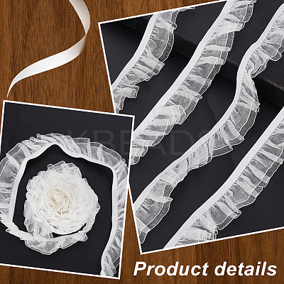 Polyester Pleated Elastic Lace Trim DIY-WH0656-82A-1
