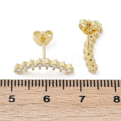 Clear Cubic Zirconia Curved Bar Stud Earrings EJEW-C023-07G-1