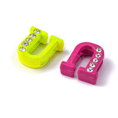 Spray Painted Zinc Alloy Slide Charms ALRI-WH0005-13U-1
